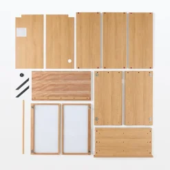 Armoires^Muji Armoire en noyer avec portes en verre