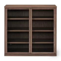 Armoires^Muji Armoire en noyer avec portes en verre