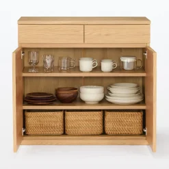 Armoires^Muji Armoire en noyer avec tiroirs