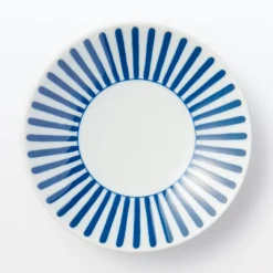 Vaisselle^Muji Assiette en porcelaine Hasami - Motif rayures éventail, Petite