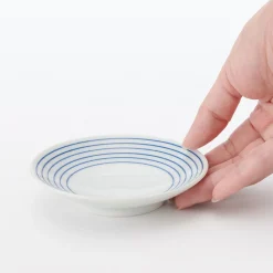 Vaisselle^Muji Assiette en porcelaine Hasami - Motif rayures, Petite