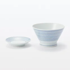 Vaisselle^Muji Assiette en porcelaine Hasami - Motif rayures, Petite