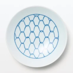 Vaisselle^Muji Assiette en porcelaine Hasami ‐  Motif maille, Petite