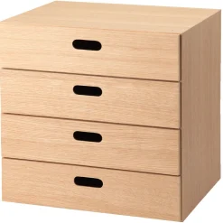 Étagères Modulables En Bois^Muji Bloc‐tiroir en chêne ‐ 4 tiroirs horizontaux (Dont Eco‐part. 0,82 €)