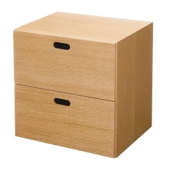 Étagères Modulables En Bois^Muji Bloc‐tiroir en chêne ‐ 2 tiroirs (Dont Eco‐part. 0,82 €)