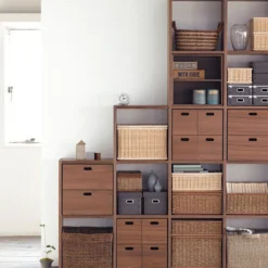 Étagères Modulables En Bois^Muji Bloc‐tiroir en noyer ‐ 4 tiroirs (Dont Eco‐part. 0,82 €)