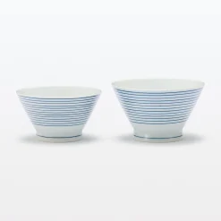 Vaisselle^Muji Bol à riz en porcelaine Hasami ‐  Motif rayures, Petite