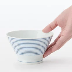Vaisselle^Muji Bol à riz en porcelaine Hasami - Motif rayures, Grande