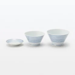 Vaisselle^Muji Bol à riz en porcelaine Hasami - Motif rayures, Grande