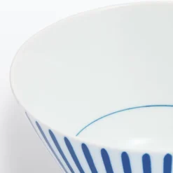 Vaisselle^Muji Bol à riz en porcelaine Hasami - Motif rayures éventail, Grande