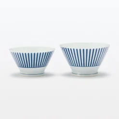 Vaisselle^Muji Bol à riz en porcelaine Hasami - Motif rayures éventail, Grande