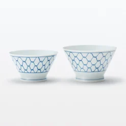 Vaisselle^Muji Bol à riz en porcelaine Hasami - Motif maille, Petit