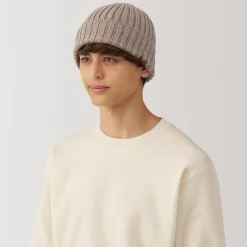 Chapeaux|Chapeaux^Muji Bonnet unisexe en laine côtelée antidémangeaisons