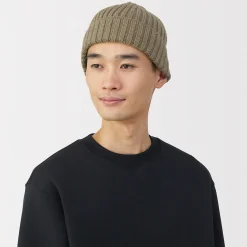 Chapeaux|Chapeaux^Muji Bonnet unisexe en laine côtelée antidémangeaisons