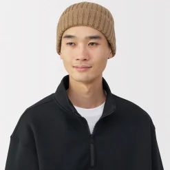 Chapeaux|Chapeaux^Muji Bonnet unisexe en laine côtelée antidémangeaisons