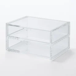 Rangements En Acrylique^Muji Boîte acrylique 2 tiroirs + couvercle L17.5X P13X H9.5cm