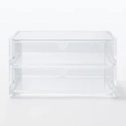 Rangements En Acrylique^Muji Boîte acrylique 2 tiroirs + couvercle L17.5X P13X H9.5cm