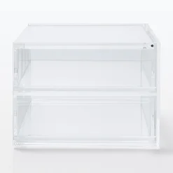 Rangements En Acrylique^Muji Boîte acrylique 2 tiroirs + couvercle L17.5X P13X H9.5cm