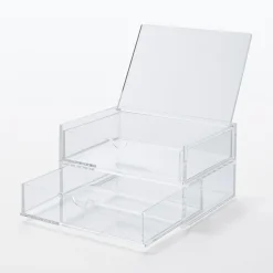 Rangements En Acrylique^Muji Boîte acrylique 2 tiroirs + couvercle L17.5X P13X H9.5cm