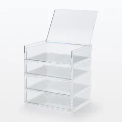 Rangements En Acrylique^Muji Boîte acrylique 2 tiroirs + couvercle L17.5X P13X H9.5cm