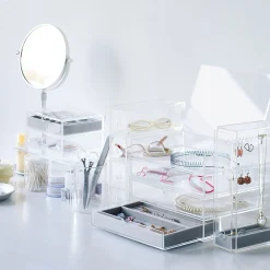 Rangements En Acrylique^Muji Boîte acrylique 2 tiroirs + couvercle L17.5X P13X H9.5cm