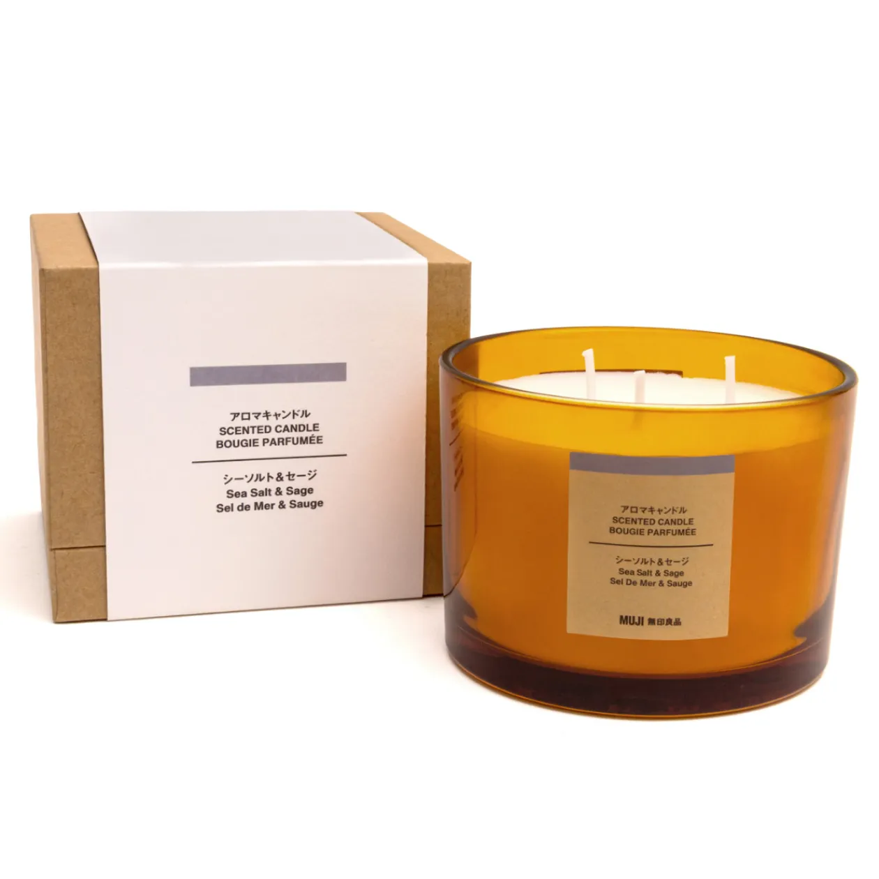 Bougies^Muji Bougie 3 mèches sel de mer et sauge