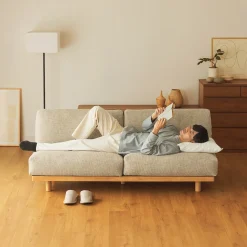 Canapés Et Repose-Pieds^Muji Canapé en polyester tissé sans accoudoirs ‐ 3 places, Gris