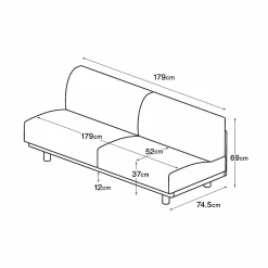Canapés Et Repose-Pieds^Muji Canapé en polyester tissé sans accoudoirs ‐ 3 places, Gris