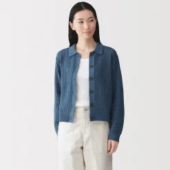 Pulls Et Cardigans^Muji Cardigan à col en tricot de coton mélangé pour femme