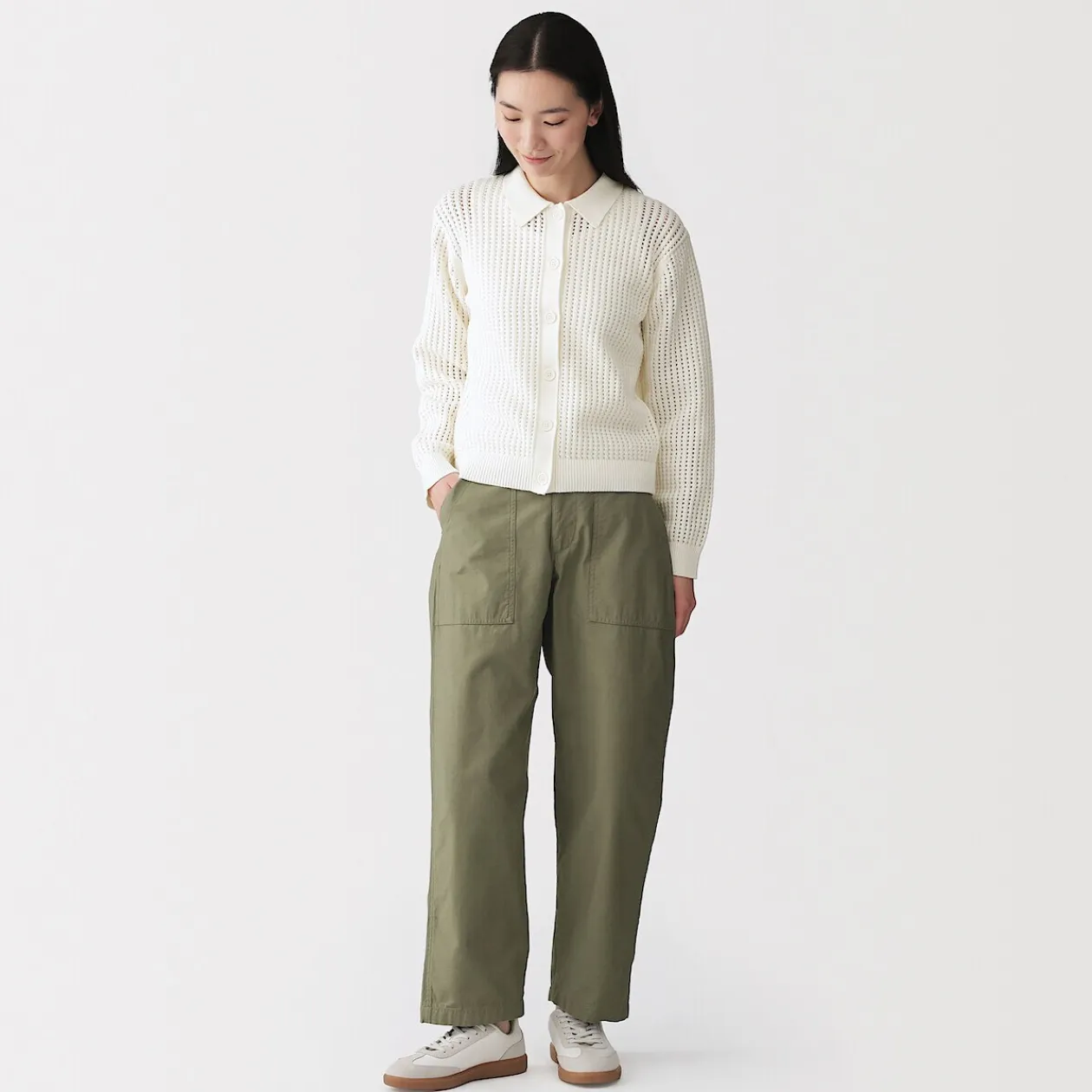 Pulls Et Cardigans^Muji Cardigan à col en tricot de coton mélangé pour femme
