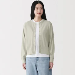 Pulls Et Cardigans|Hoodies Et Sweatshirts^Muji Cardigan à col ras du cou en coton biologique tricoté et gaufré pour femme