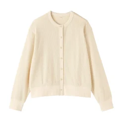 Pulls Et Cardigans|Hoodies Et Sweatshirts^Muji Cardigan à col ras du cou en coton biologique tricoté et gaufré pour femme