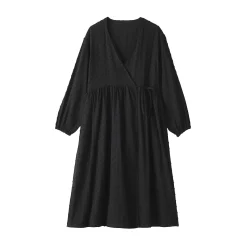 Robes Et Tuniques|Pyjamas Et Vêtements D'Intérieur^Muji Cardigan long en double gaze à pois dobby pour femme