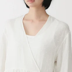 Robes Et Tuniques|Pyjamas Et Vêtements D'Intérieur^Muji Cardigan long en double gaze à pois dobby pour femme