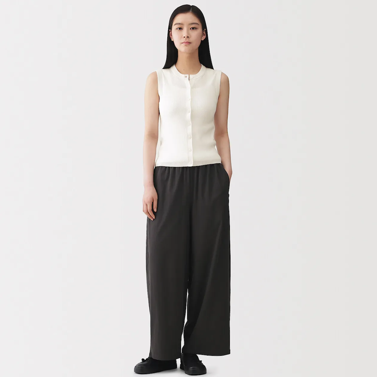 Hauts Et T‐Shirts|Sous‐Vêtements^Muji Cardigan sans manches en coton biologique hautement torsadé pour femme