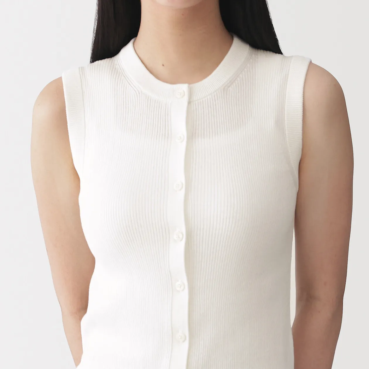 Hauts Et T‐Shirts|Sous‐Vêtements^Muji Cardigan sans manches en coton biologique hautement torsadé pour femme