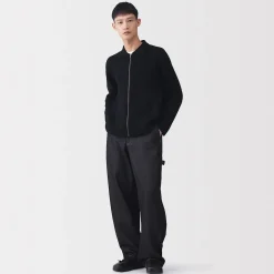 Vestes Et Manteaux^Muji Cardigan zippé à col en maille côtelée Milano de coton pour homme