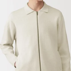 Vestes Et Manteaux^Muji Cardigan zippé à col en maille côtelée Milano de coton pour homme