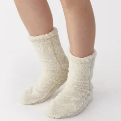 Chaussettes^Muji Chaussettes d'intérieur en polyester recyclé et molleton Boa pour femme