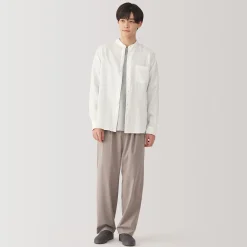 Chemises^Muji Chemise à col mao en lin lavé pour homme