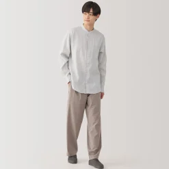 Chemises^Muji Chemise à col mao en lin lavé pour homme