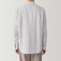 Chemises^Muji Chemise à col mao en lin lavé pour homme