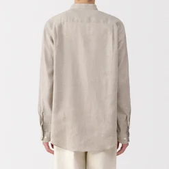 Chemises^Muji Chemise à col mao en lin lavé pour homme