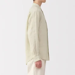 Chemises^Muji Chemise à col mao en lin lavé pour homme