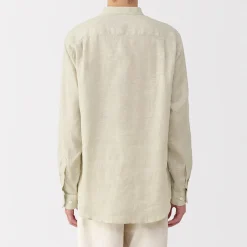 Chemises^Muji Chemise à col mao en lin lavé pour homme