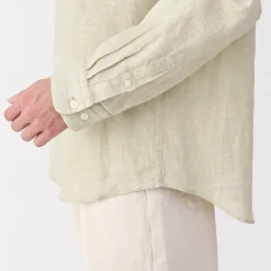 Chemises^Muji Chemise à col mao en lin lavé pour homme