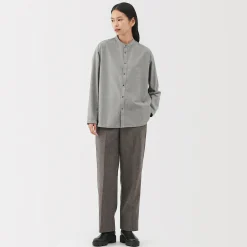 Chemises^Muji Chemise à col montant en coton brossé pour femme