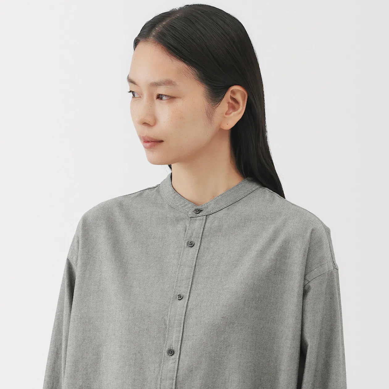 Chemises^Muji Chemise à col montant en coton brossé pour femme
