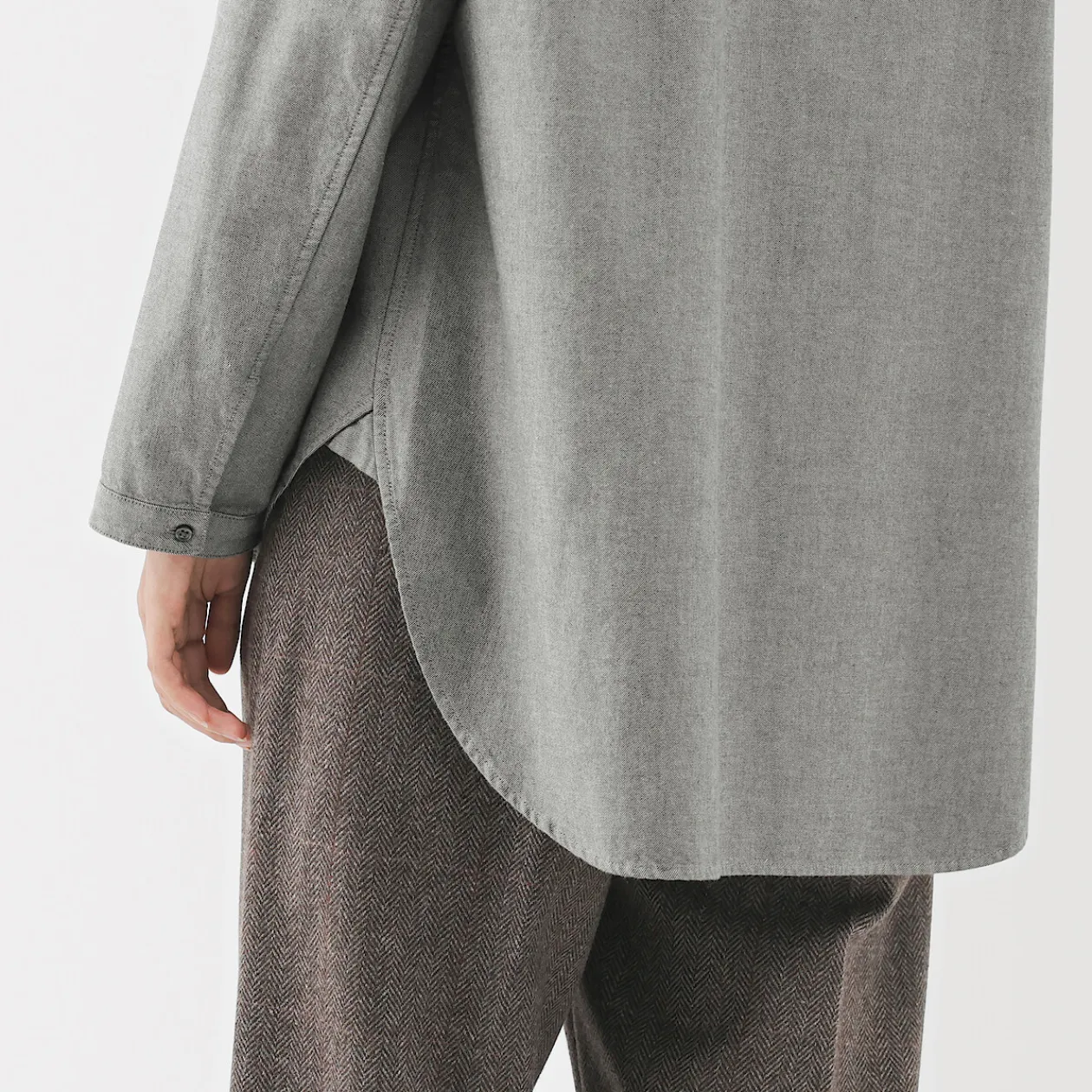 Chemises^Muji Chemise à col montant en coton brossé pour femme