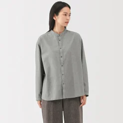 Chemises^Muji Chemise à col montant en coton brossé pour femme